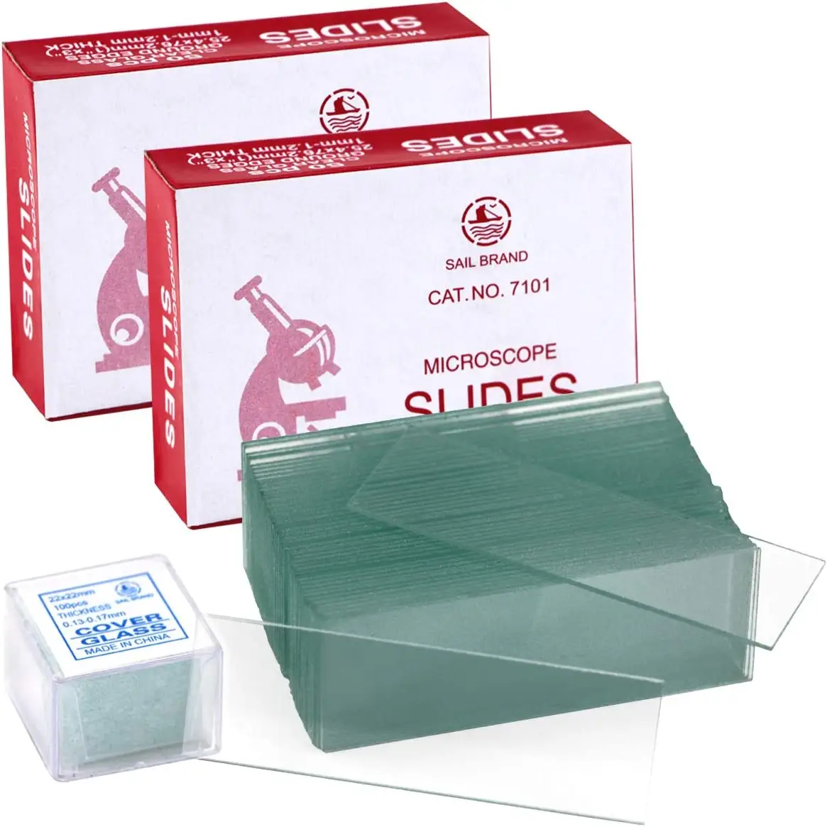 100-Piece Clear Transparent Microscope Slides with 100-Piece Square ...