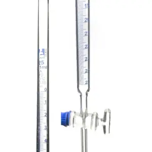 25 mL Class A Borosilicate Burette with 0.1 mL Graduations and 0.05 mL Tolerance, Featuring Smooth Glass Key Stopcock - 22.5 Inches Tall