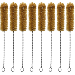 12-Pack Fan-Shaped Bristle Cleaning Brushes, 9.25" Length - Twisted Stainless Steel Wire Handle - Perfect for 1" to 1.2" Diameter Tubes, Bottles, Flasks, Cylinders, Jars, Vases, and Cups