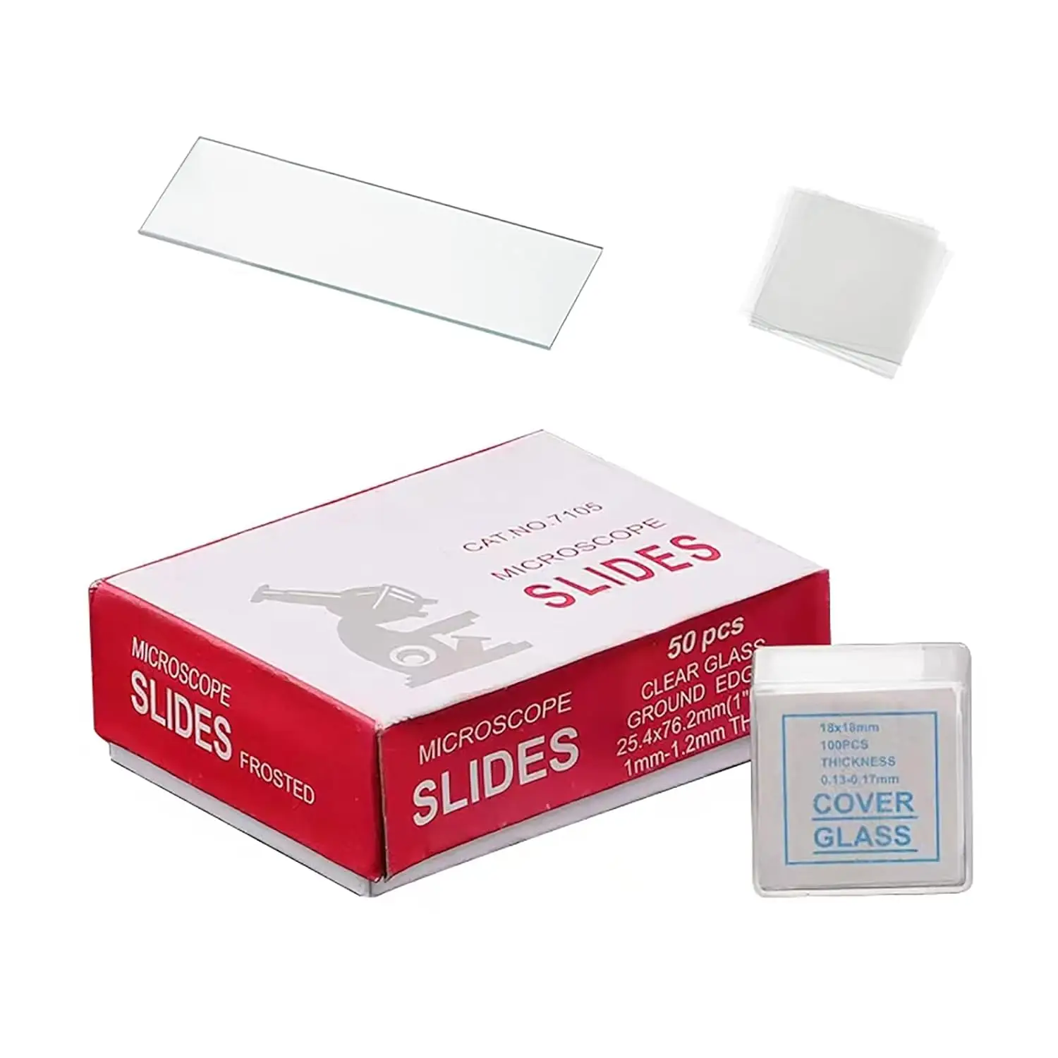 Microscope Slide Replacement Microscope Slides and Cover Slips Set - 50 Ground Edge Slides (76 x 25 ...