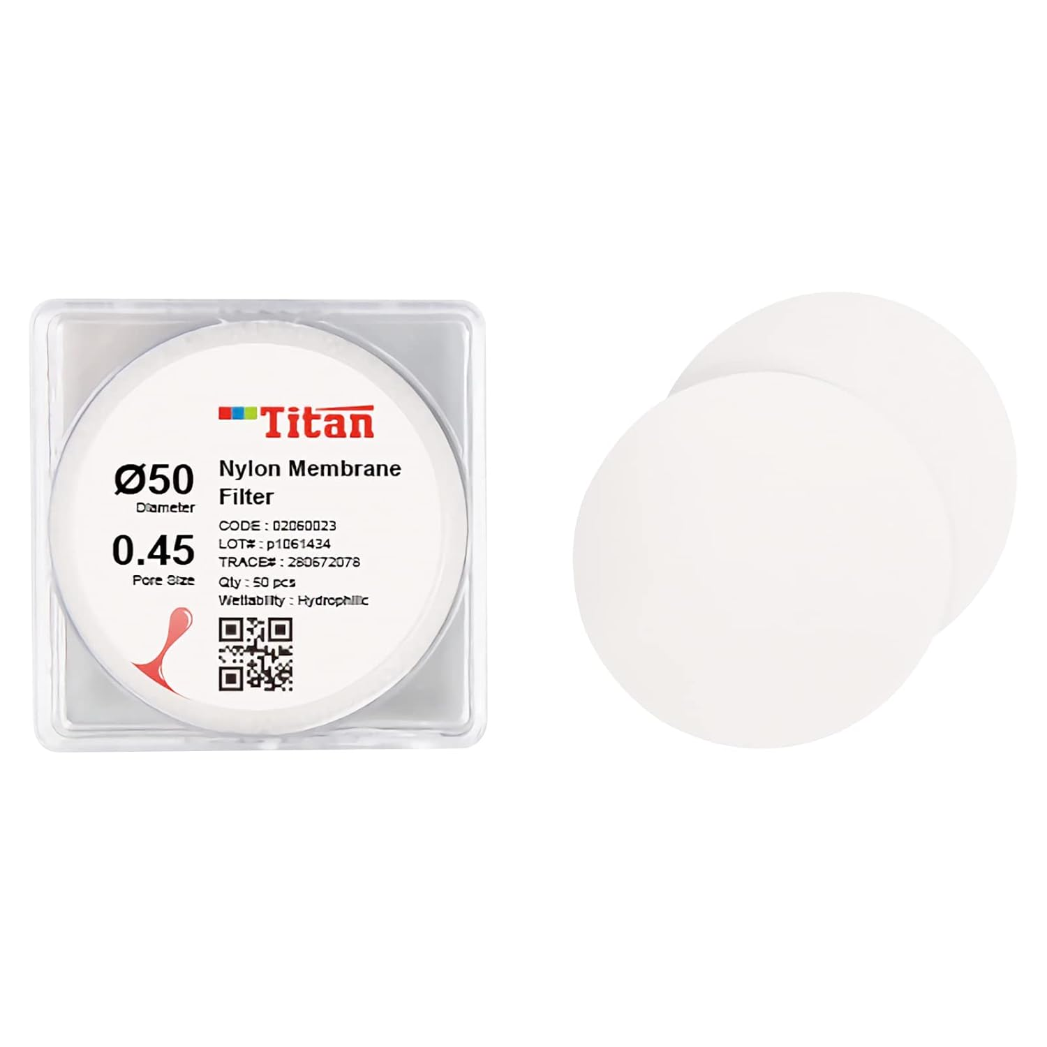 Lab Disc Filters 100-Pack 0.45µm Nylon Membrane Filters, 50mm Micro Disc Filters for ...