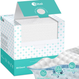Ultra Thick Biodegradable Exfoliating Face Towels - 10" x 12", Makeup Remover Dry Wipes, 50 Count (1 Pack)
